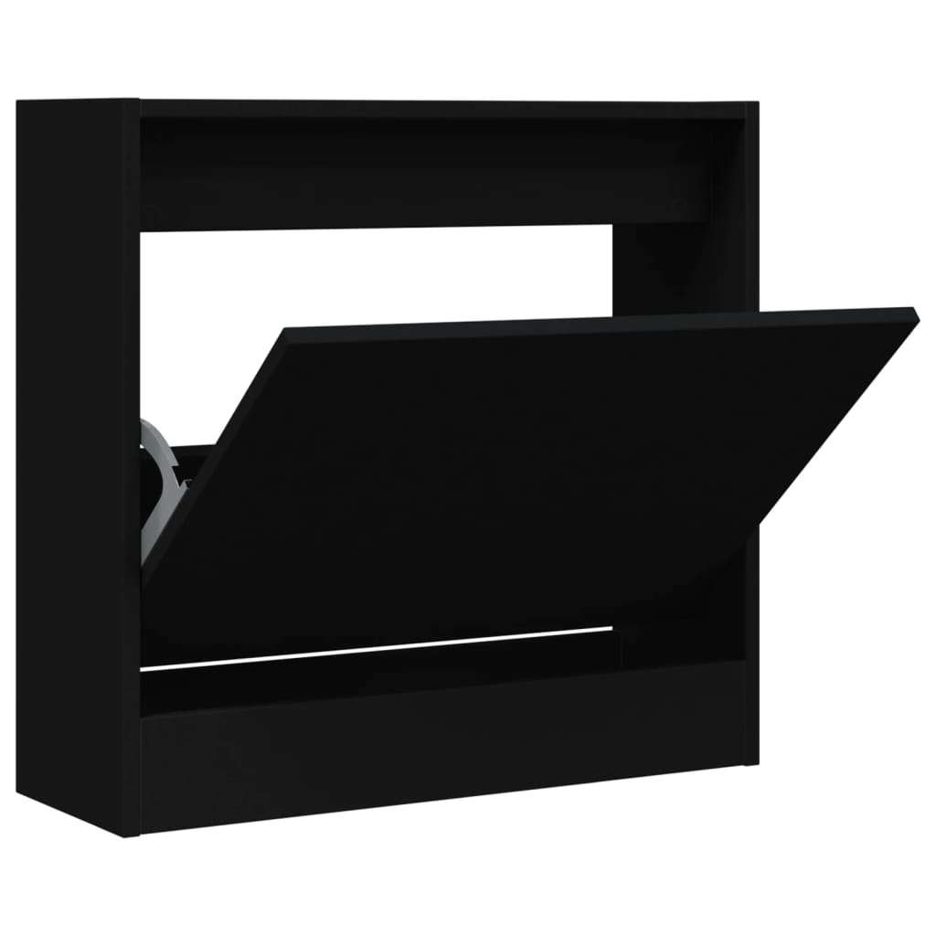 Schoenenkast Bewerkt Hout Zwart 60 x 21 x 57 cm