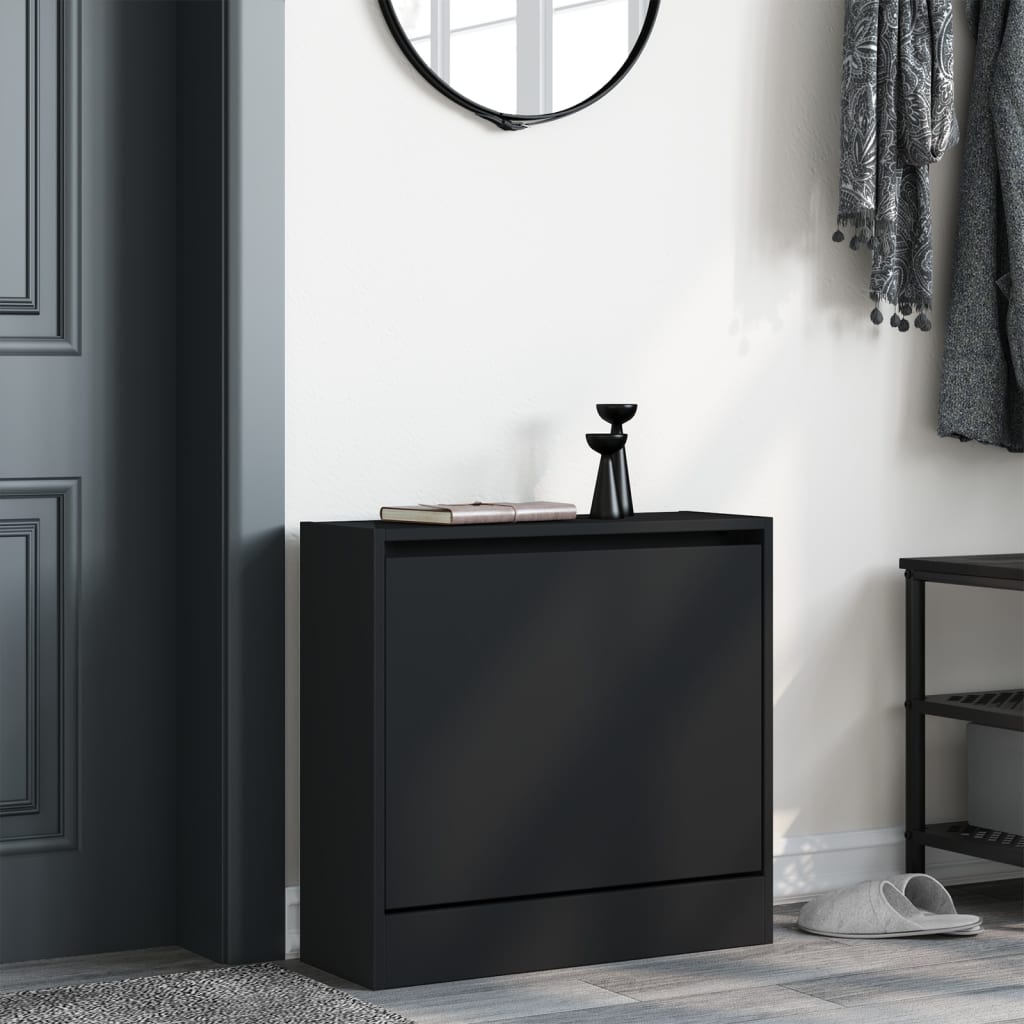 Schoenenkast Bewerkt Hout Zwart 60 x 21 x 57 cm
