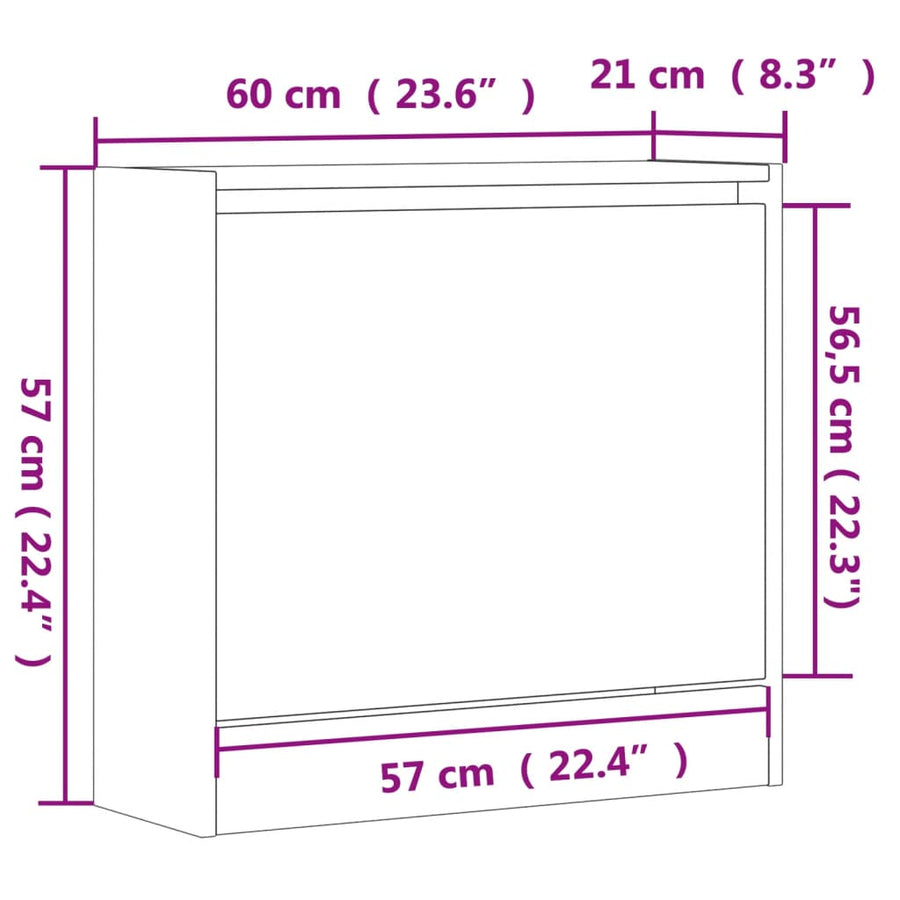 Schoenenkast Bewerkt Hout Kleurig Sonoma Eiken 60 x 21 x 57 cm