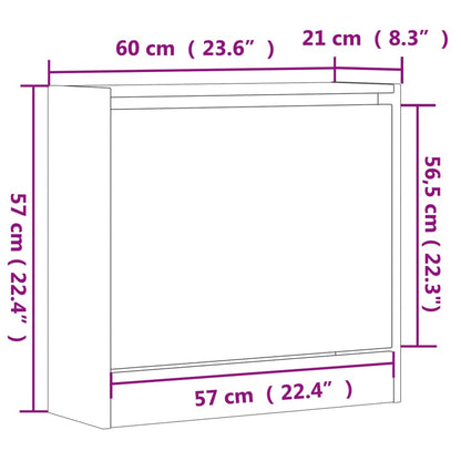 Schoenenkast Bewerkt Hout Betongrijs 60 x 21 x 57 cm