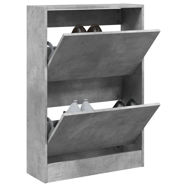 Schoenenkast 60X2X87,5 Cm Bewerkt Hout Betongrijs 60 x 21 x 87.5 cm