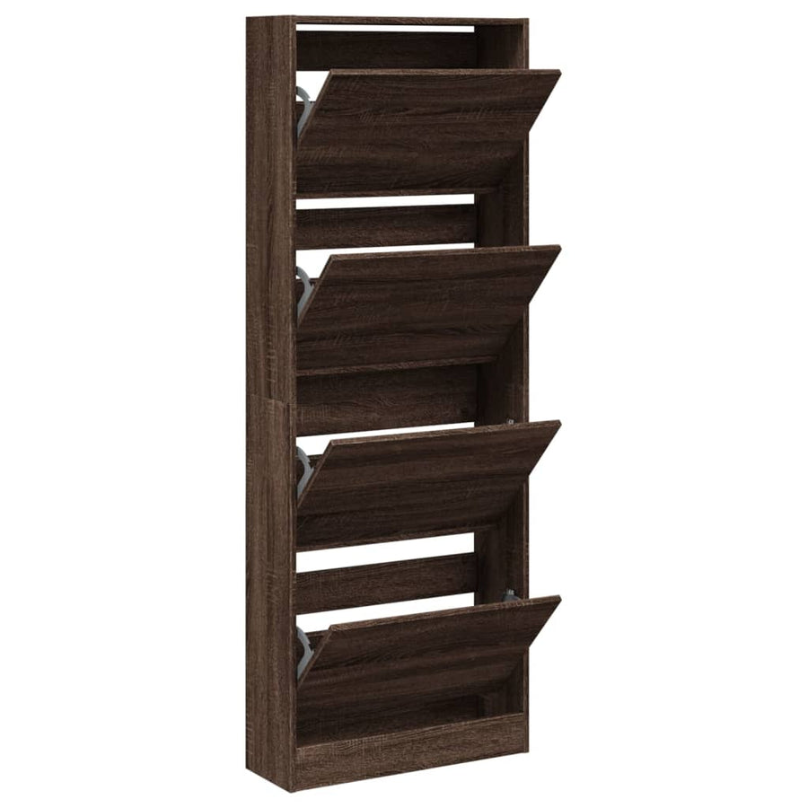 Schoenenkast 60X21X163,5 Cm Bewerkt Hout Bruin Eikenkleur Sonoma Eiken