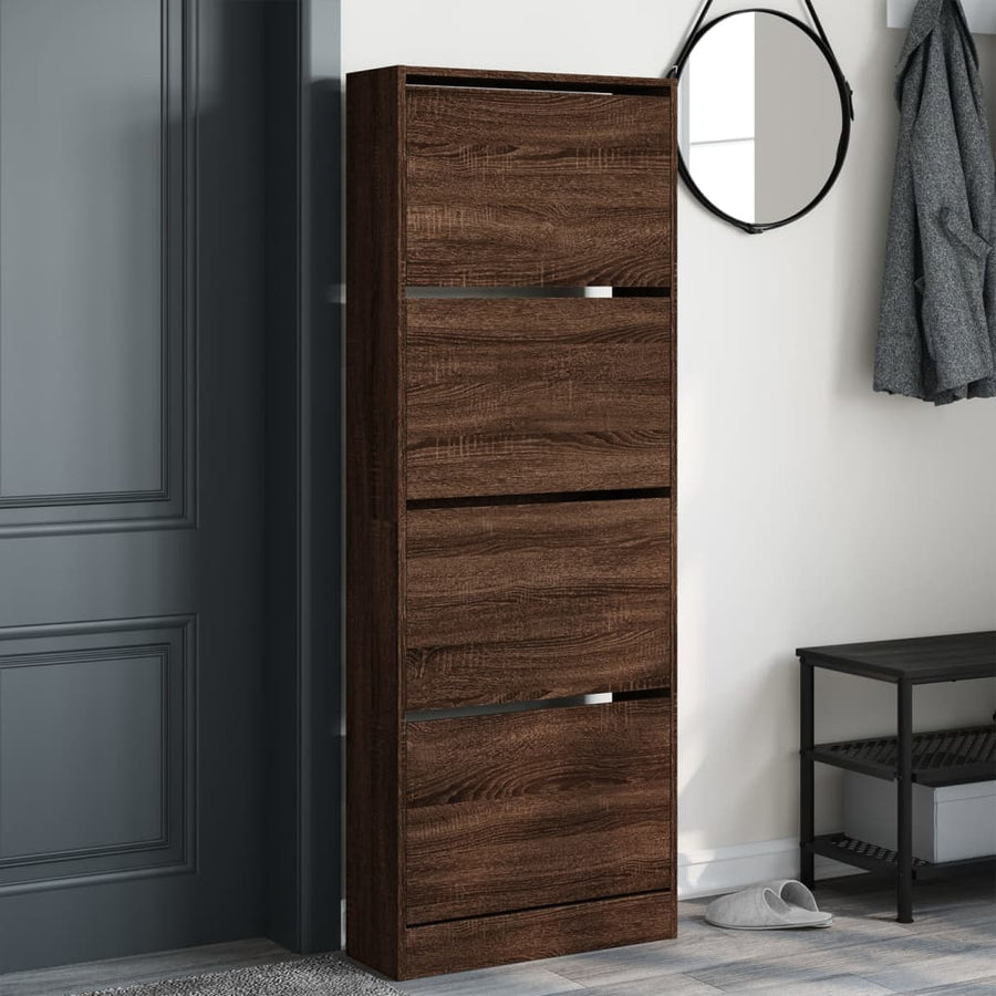 Schoenenkast 60X21X163,5 Cm Bewerkt Hout Bruin Eikenkleur Sonoma Eiken
