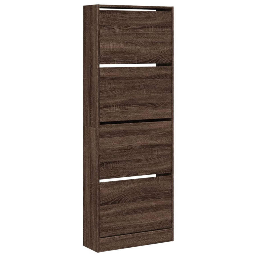 Schoenenkast 60X21X163,5 Cm Bewerkt Hout Bruin Eikenkleur Sonoma Eiken