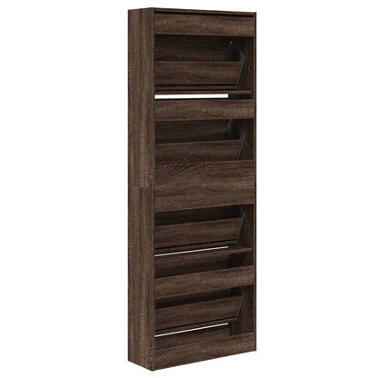 Schoenenkast 60X21X163,5 Cm Bewerkt Hout Bruin Eikenkleur Sonoma Eiken