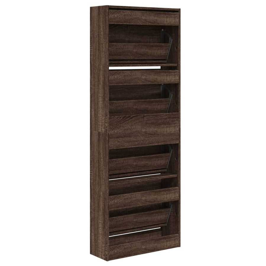 Schoenenkast 60X21X163,5 Cm Bewerkt Hout Bruin Eikenkleur Sonoma Eiken
