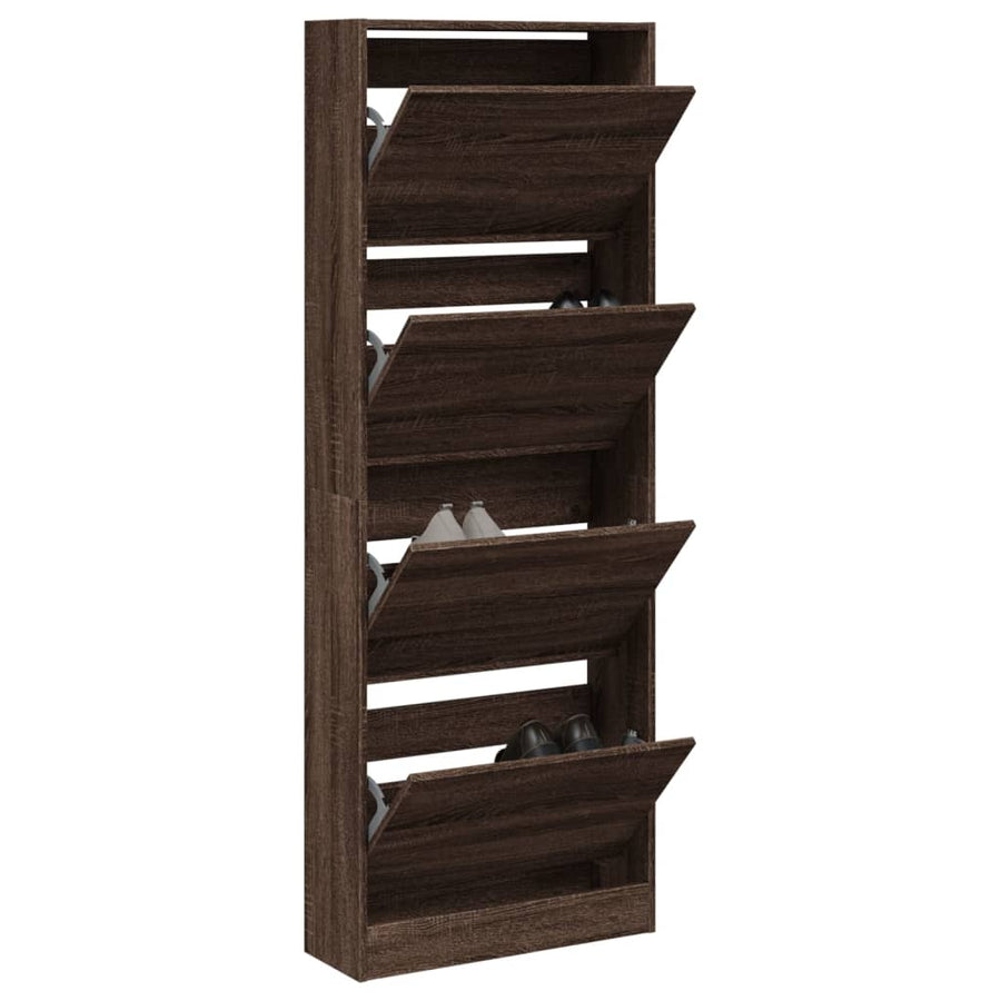 Schoenenkast 60X21X163,5 Cm Bewerkt Hout Bruin Eikenkleur Sonoma Eiken