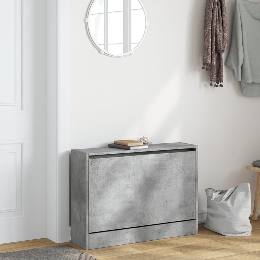 Schoenenkast Bewerkt Hout Betongrijs 80 x 21 x 57 cm