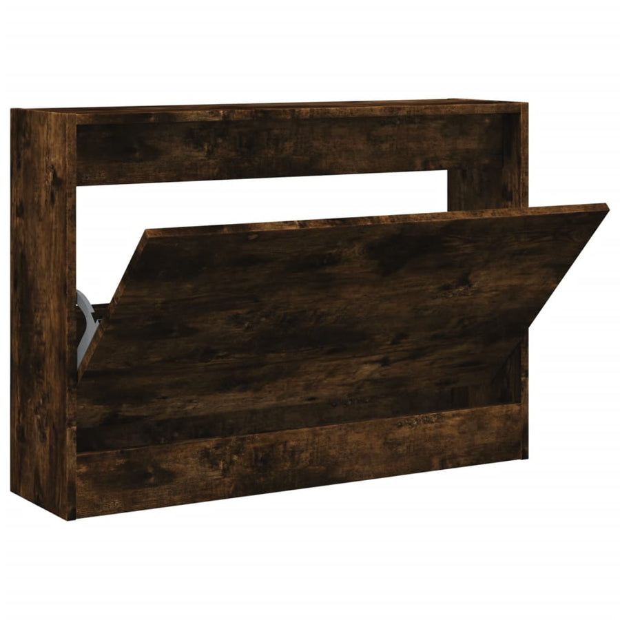 Schoenenkast Bewerkt Hout Kleurig Gerookt Eiken 80 x 21 x 57 cm