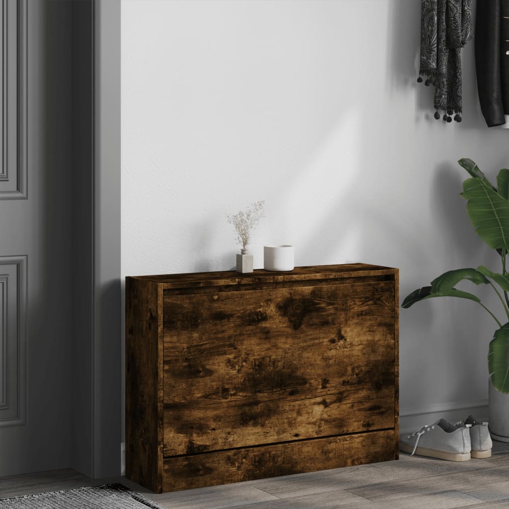 Schoenenkast Bewerkt Hout Kleurig Gerookt Eiken 80 x 21 x 57 cm