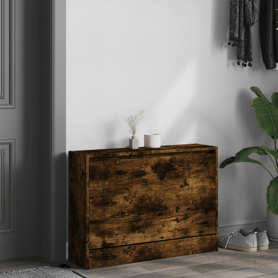 Schoenenkast Bewerkt Hout Kleurig Gerookt Eiken 80 x 21 x 57 cm
