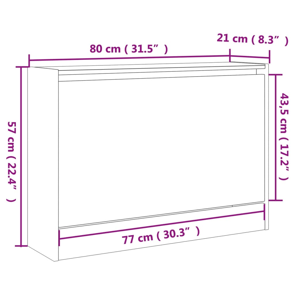 Schoenenkast Bewerkt Hout Eikenkleur Grijs Sonoma 80 x 21 x 57 cm