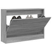 Schoenenkast 80x21x57 cm bewerkt hout grijs