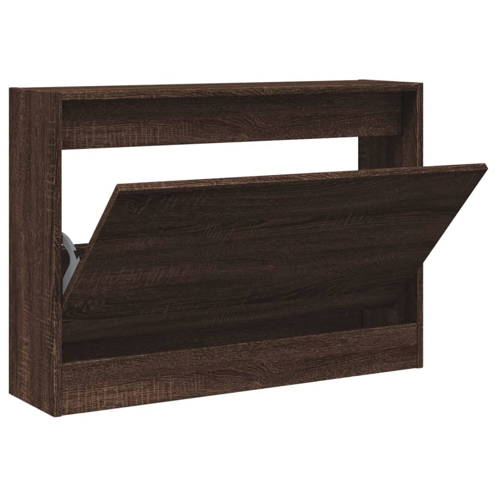 Schoenenkast Bewerkt Hout Bruineikenkleurig Bruin Eikenkleur 80 x 21 x 57 cm