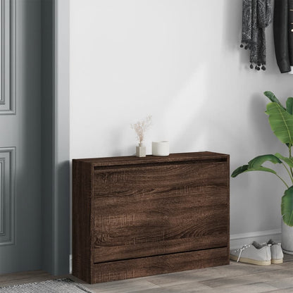 Schoenenkast Bewerkt Hout Bruineikenkleurig Bruin Eikenkleur 80 x 21 x 57 cm
