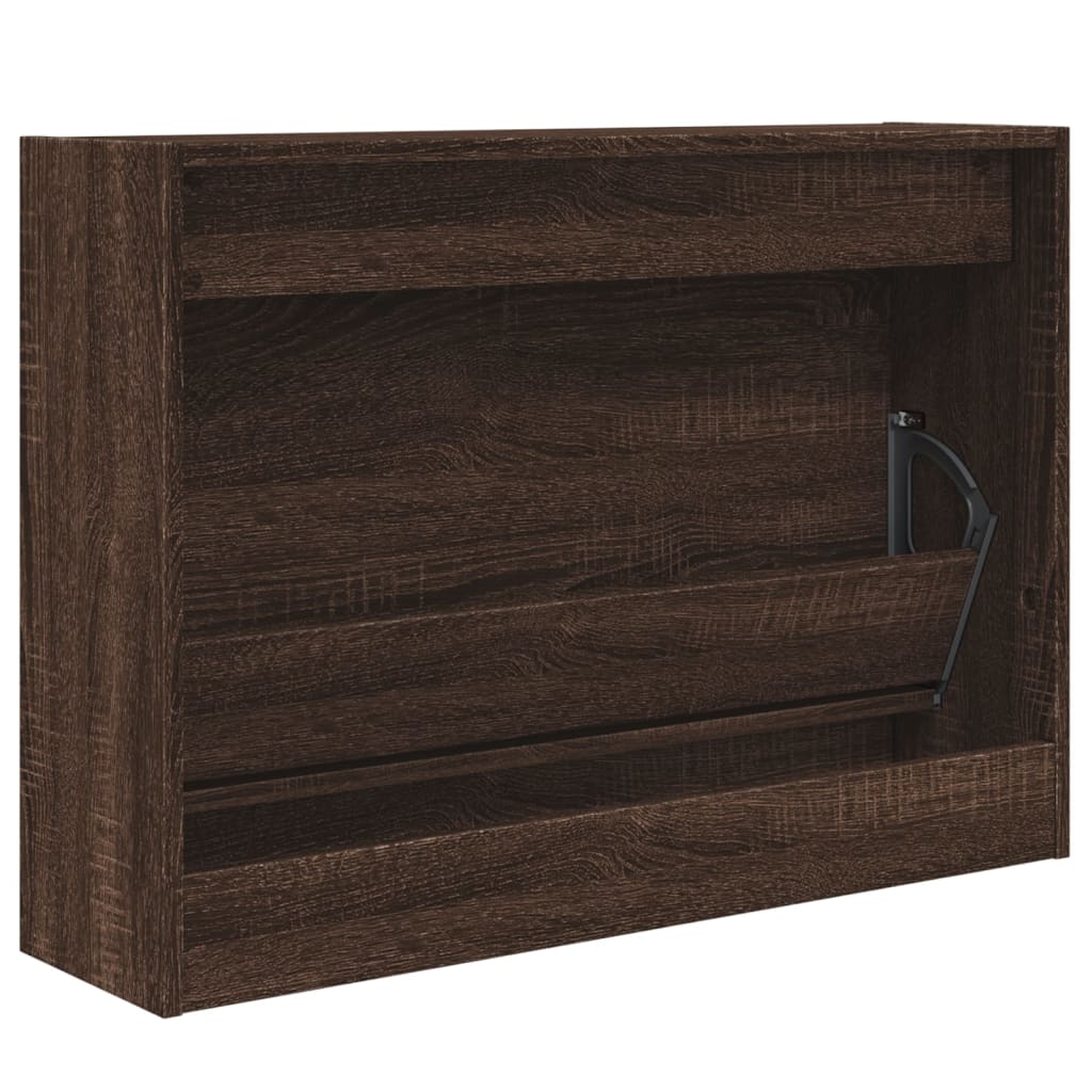 Schoenenkast Bewerkt Hout Bruineikenkleurig Bruin Eikenkleur 80 x 21 x 57 cm