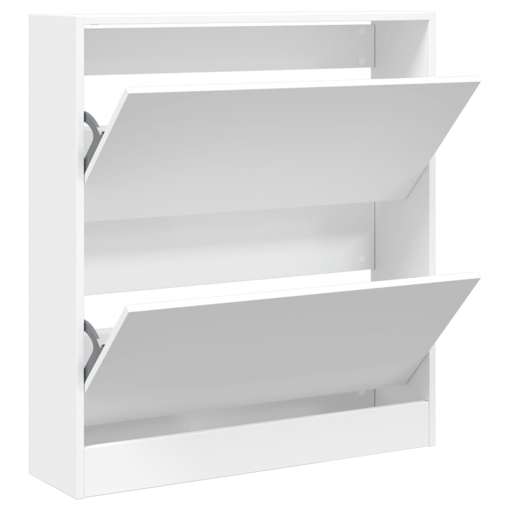 Schoenenkast 80X2X87,5 Cm Bewerkt Hout Wit 80 x 21 x 87.5 cm