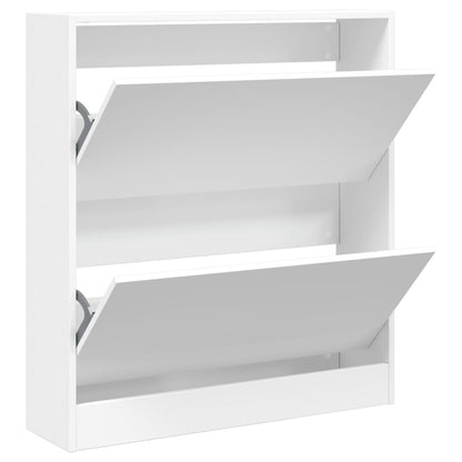 Schoenenkast 80X2X87,5 Cm Bewerkt Hout Wit 80 x 21 x 87.5 cm