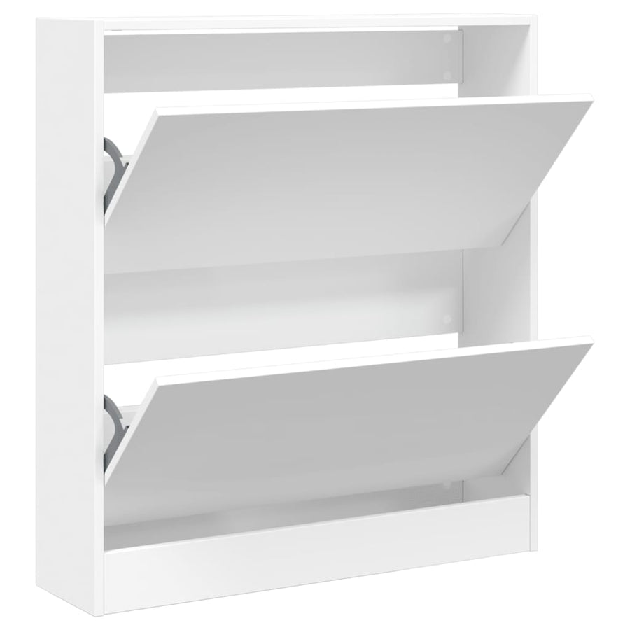 Schoenenkast 80X2X87,5 Cm Bewerkt Hout Wit 80 x 21 x 87.5 cm