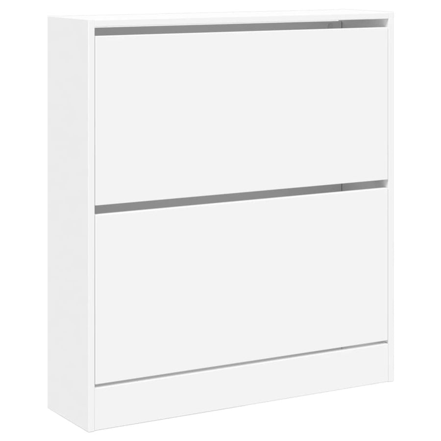 Schoenenkast 80X2X87,5 Cm Bewerkt Hout Wit 80 x 21 x 87.5 cm
