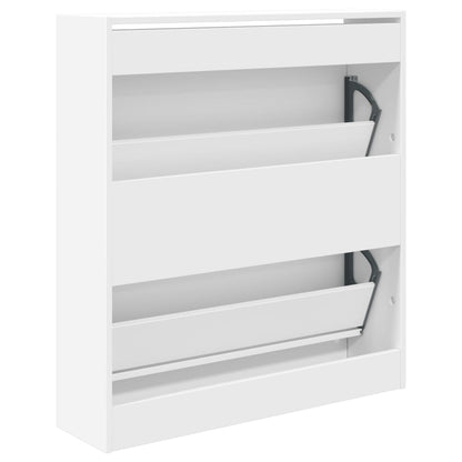 Schoenenkast 80X2X87,5 Cm Bewerkt Hout Wit 80 x 21 x 87.5 cm