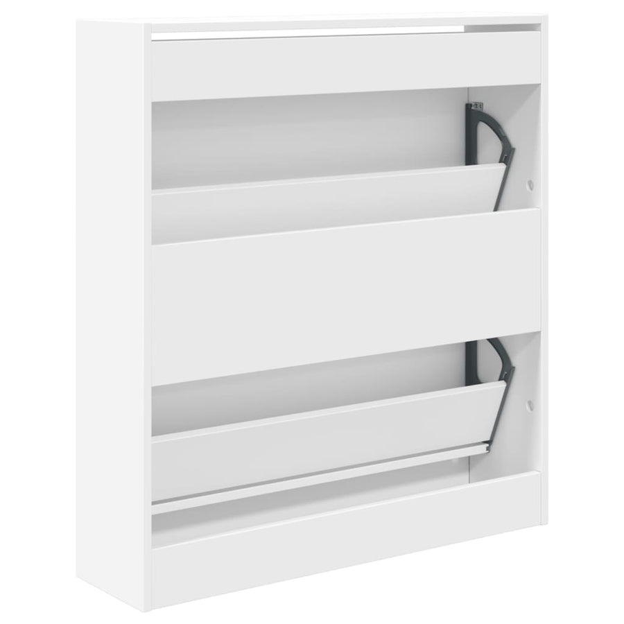 Schoenenkast 80X2X87,5 Cm Bewerkt Hout Wit 80 x 21 x 87.5 cm