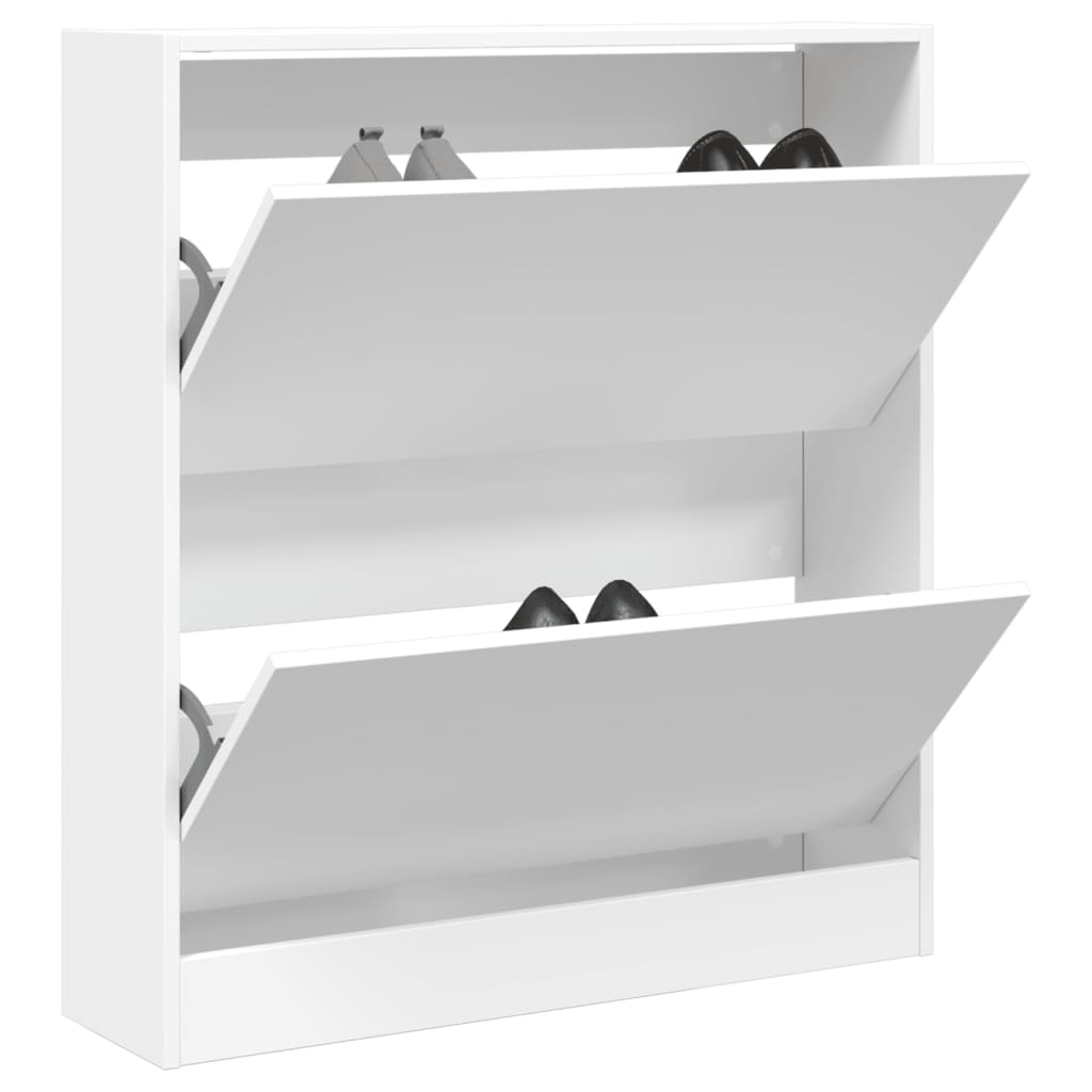 Schoenenkast 80X2X87,5 Cm Bewerkt Hout Wit 80 x 21 x 87.5 cm