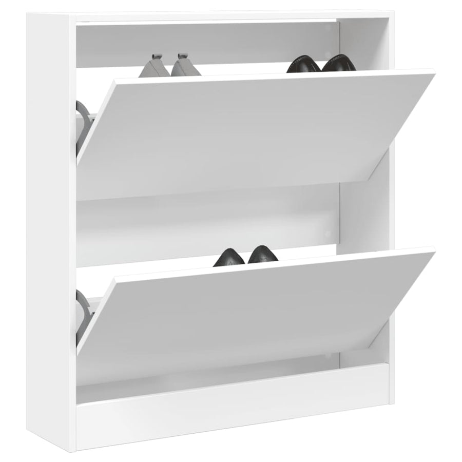 Schoenenkast 80X2X87,5 Cm Bewerkt Hout Wit 80 x 21 x 87.5 cm