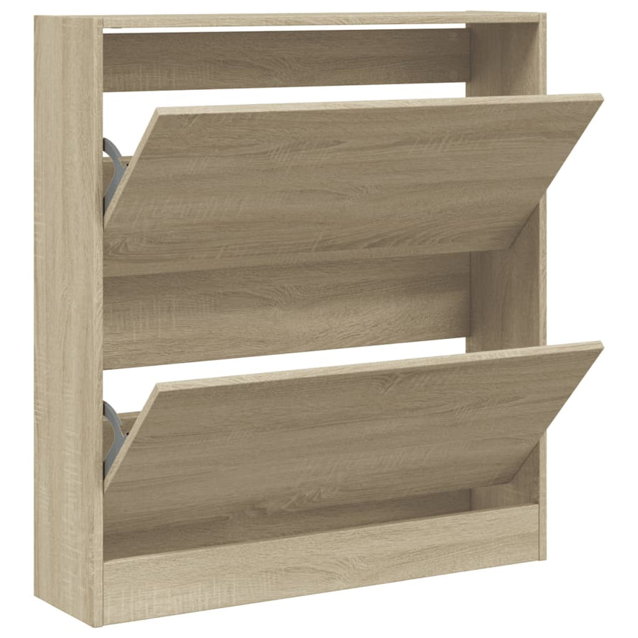 Schoenenkast 80X2X87,5 Cm Bewerkt Hout Kleurig Sonoma Eiken 80 x 21 x 87.5 cm