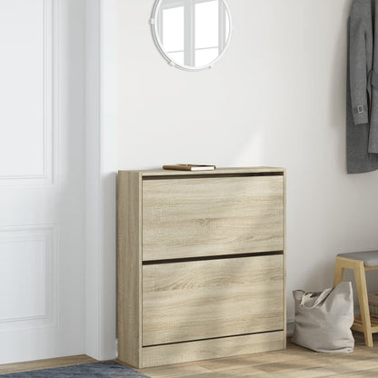 Schoenenkast 80X2X87,5 Cm Bewerkt Hout Kleurig Sonoma Eiken 80 x 21 x 87.5 cm