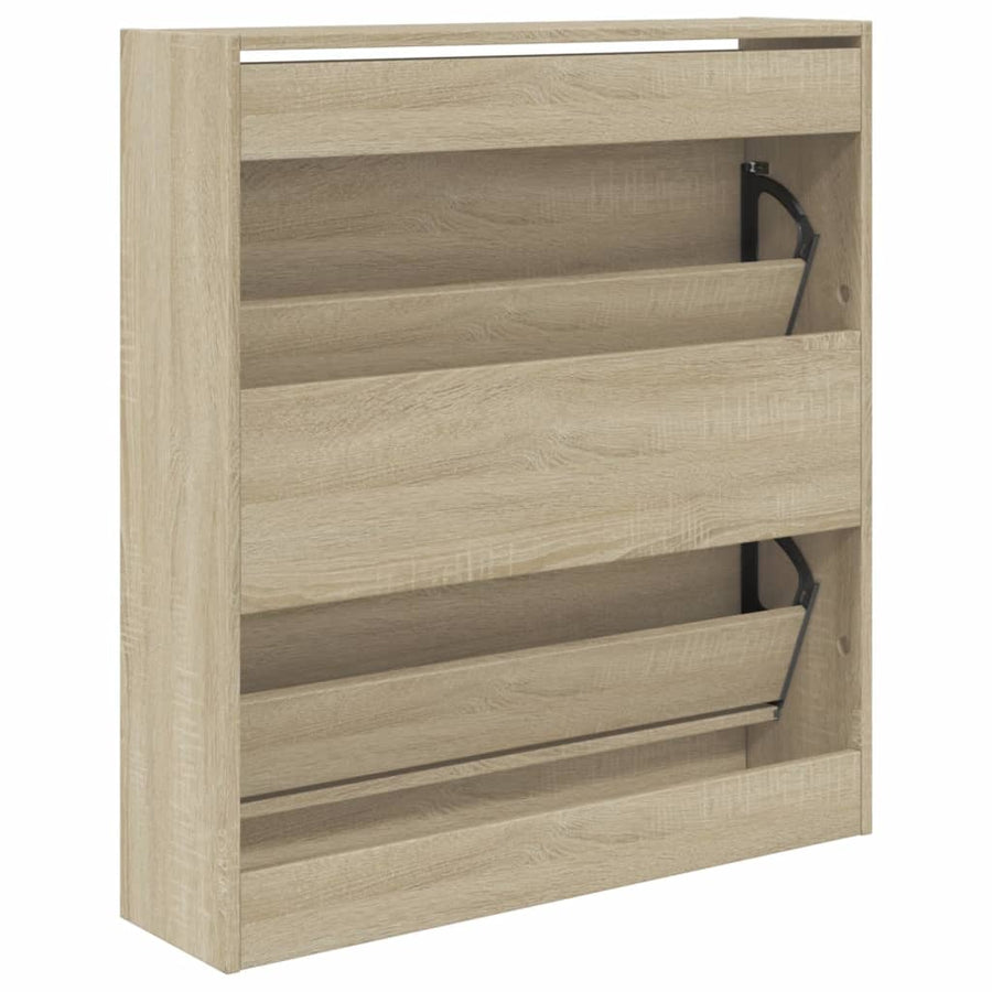 Schoenenkast 80X2X87,5 Cm Bewerkt Hout Kleurig Sonoma Eiken 80 x 21 x 87.5 cm