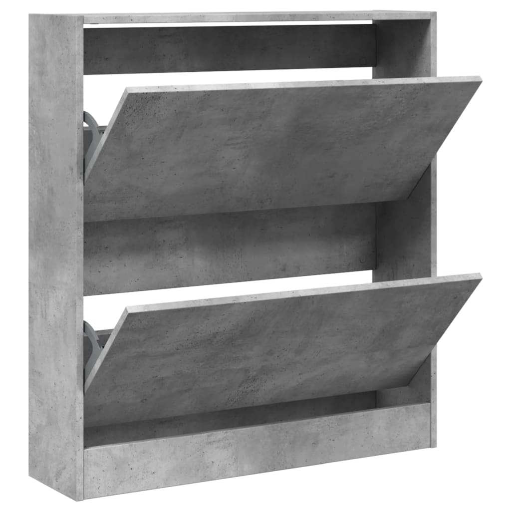 Schoenenkast 80X2X87,5 Cm Bewerkt Hout Betongrijs 80 x 21 x 87.5 cm