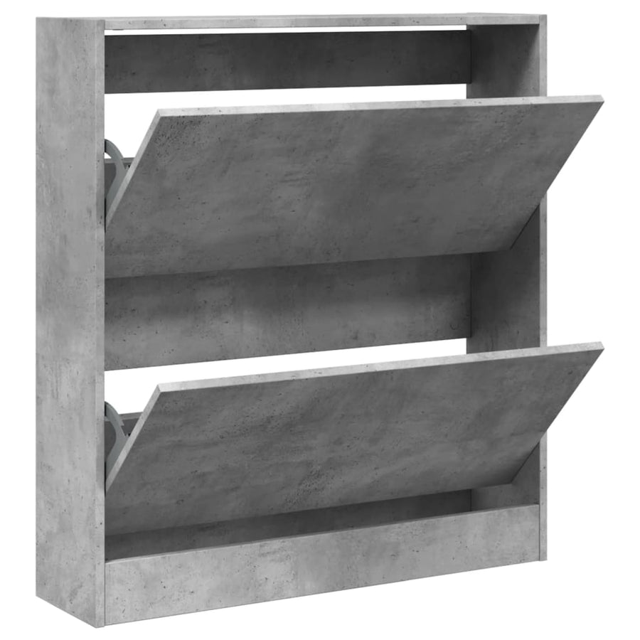 Schoenenkast 80X2X87,5 Cm Bewerkt Hout Betongrijs 80 x 21 x 87.5 cm