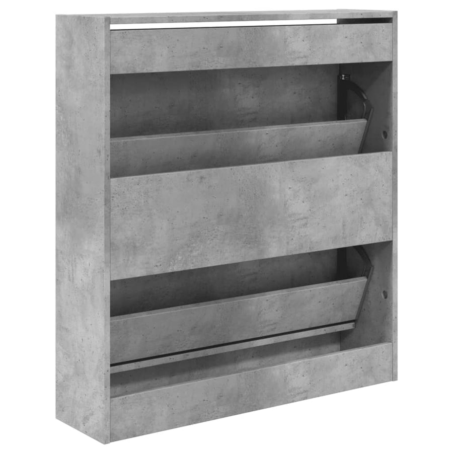 Schoenenkast 80X2X87,5 Cm Bewerkt Hout Betongrijs 80 x 21 x 87.5 cm