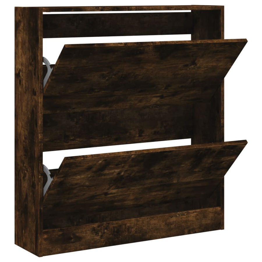Schoenenkast 80X2X87,5 Cm Bewerkt Hout Kleurig Gerookt Eiken 80 x 21 x 87.5 cm