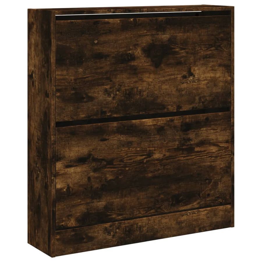 Schoenenkast 80X2X87,5 Cm Bewerkt Hout Kleurig Gerookt Eiken 80 x 21 x 87.5 cm