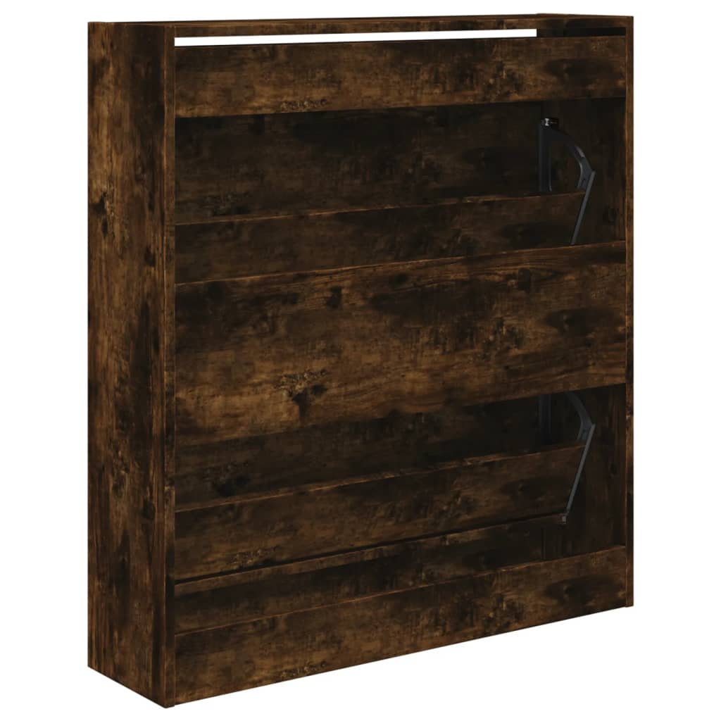 Schoenenkast 80X2X87,5 Cm Bewerkt Hout Kleurig Gerookt Eiken 80 x 21 x 87.5 cm