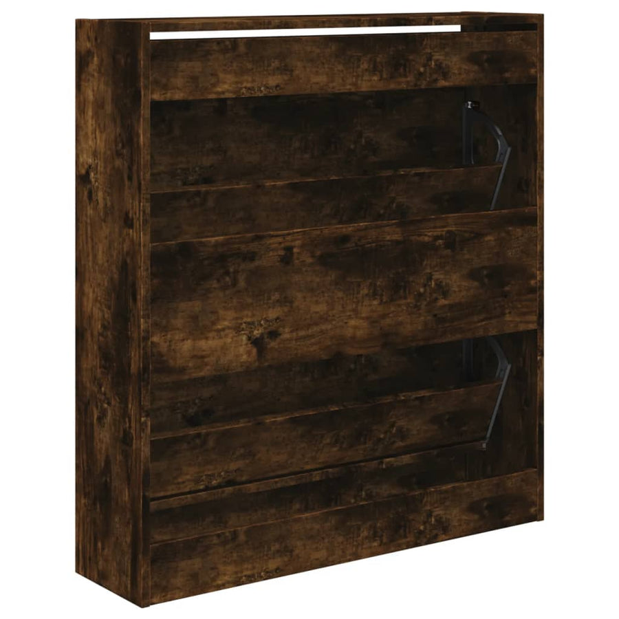 Schoenenkast 80X2X87,5 Cm Bewerkt Hout Kleurig Gerookt Eiken 80 x 21 x 87.5 cm