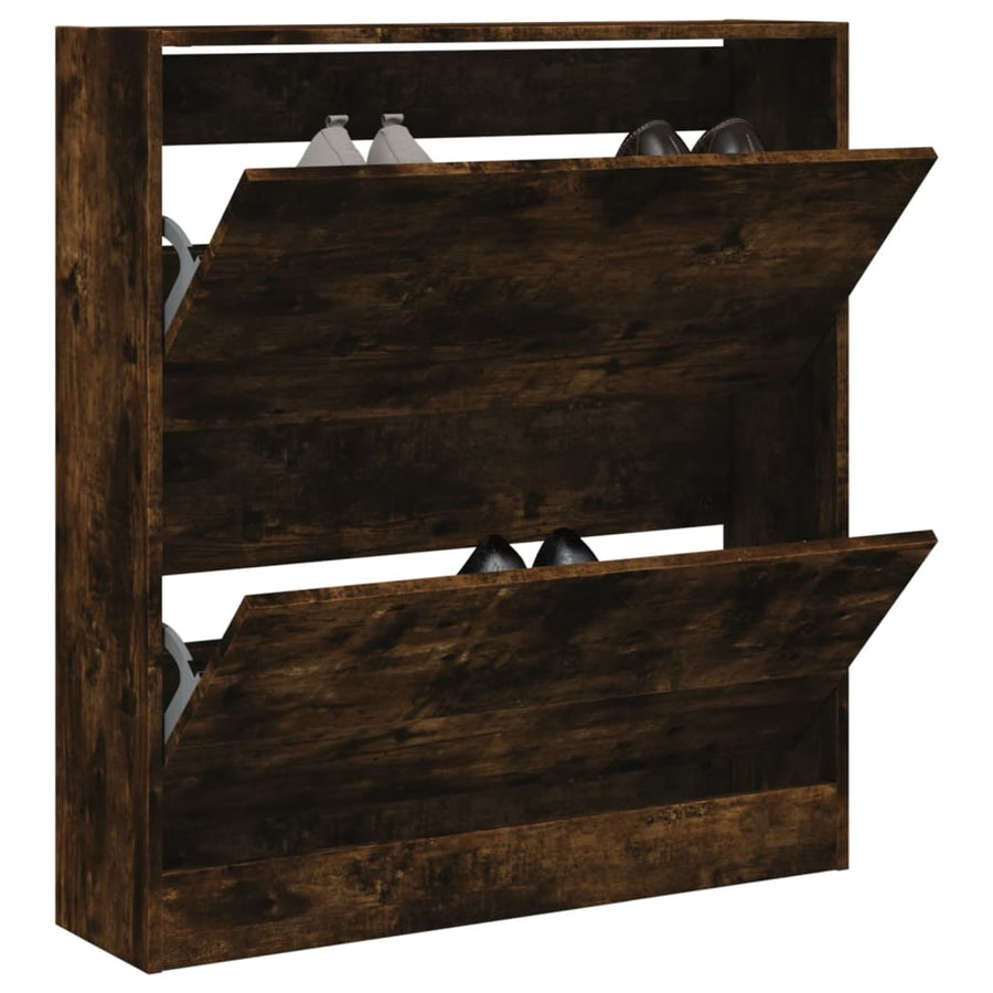 Schoenenkast 80X2X87,5 Cm Bewerkt Hout Kleurig Gerookt Eiken 80 x 21 x 87.5 cm