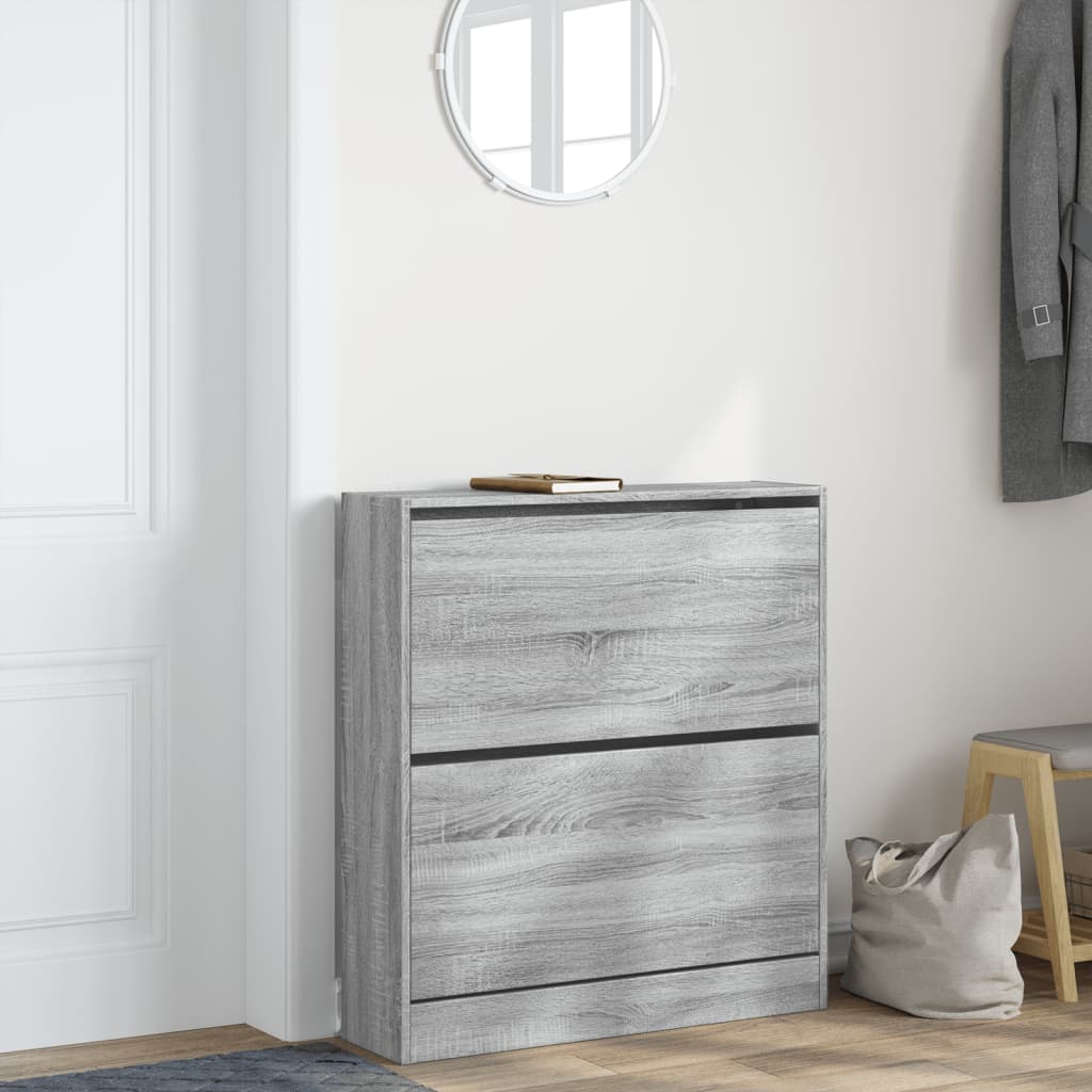 Schoenenkast 80X2X87,5 Cm Bewerkt Hout Eikenkleur Grijs Sonoma 80 x 21 x 87.5 cm