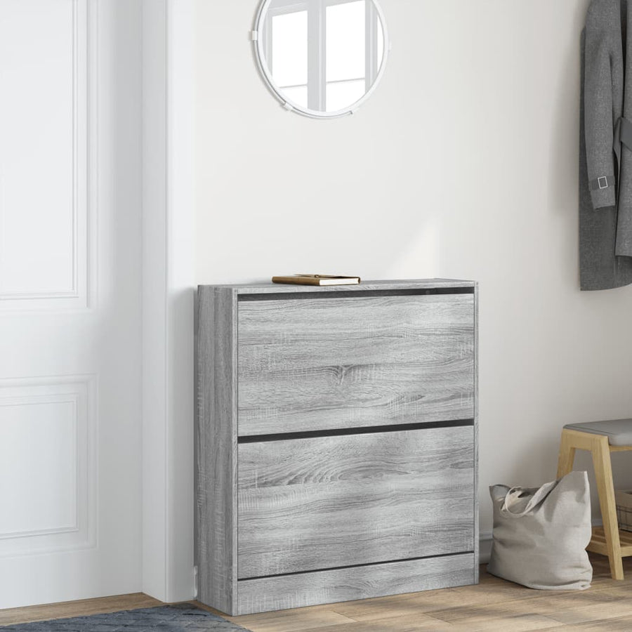 Schoenenkast 80X2X87,5 Cm Bewerkt Hout Eikenkleur Grijs Sonoma 80 x 21 x 87.5 cm