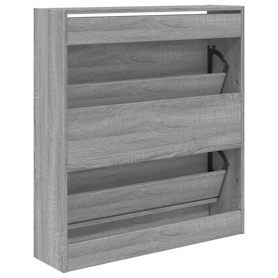 Schoenenkast 80X2X87,5 Cm Bewerkt Hout Eikenkleur Grijs Sonoma 80 x 21 x 87.5 cm