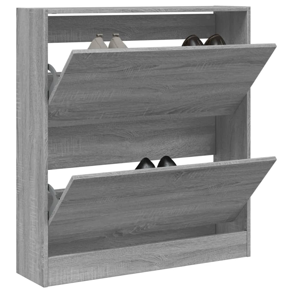 Schoenenkast 80X2X87,5 Cm Bewerkt Hout Eikenkleur Grijs Sonoma 80 x 21 x 87.5 cm