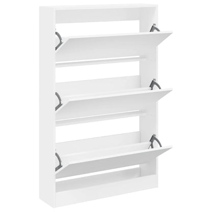 Schoenenkast 80X2X25,5 Cm Bewerkt Hout Wit 80 x 21 x 125.5 cm