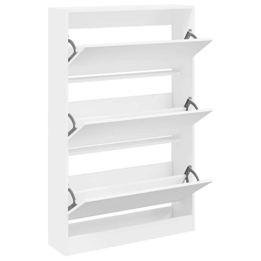 Schoenenkast 80X2X25,5 Cm Bewerkt Hout Wit 80 x 21 x 125.5 cm