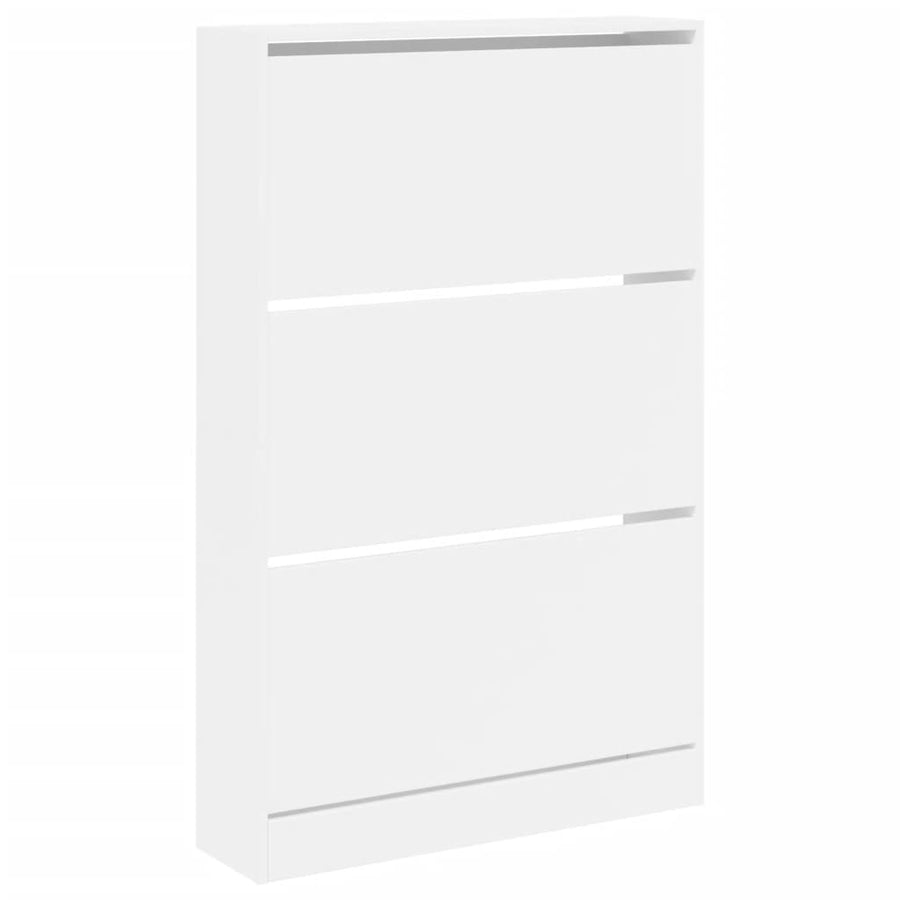 Schoenenkast 80X2X25,5 Cm Bewerkt Hout Wit 80 x 21 x 125.5 cm