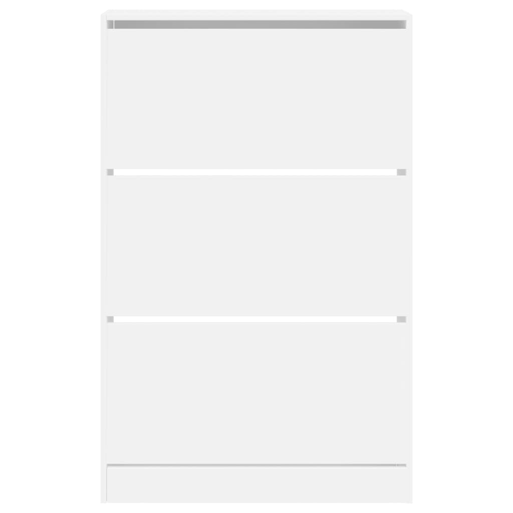 Schoenenkast 80X2X25,5 Cm Bewerkt Hout Wit 80 x 21 x 125.5 cm