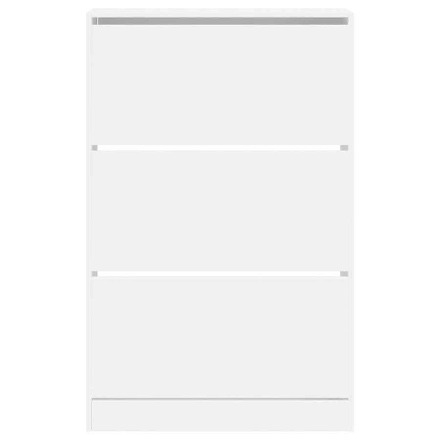 Schoenenkast 80X2X25,5 Cm Bewerkt Hout Wit 80 x 21 x 125.5 cm