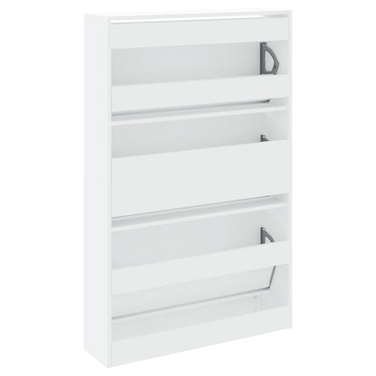 Schoenenkast 80X2X25,5 Cm Bewerkt Hout Wit 80 x 21 x 125.5 cm