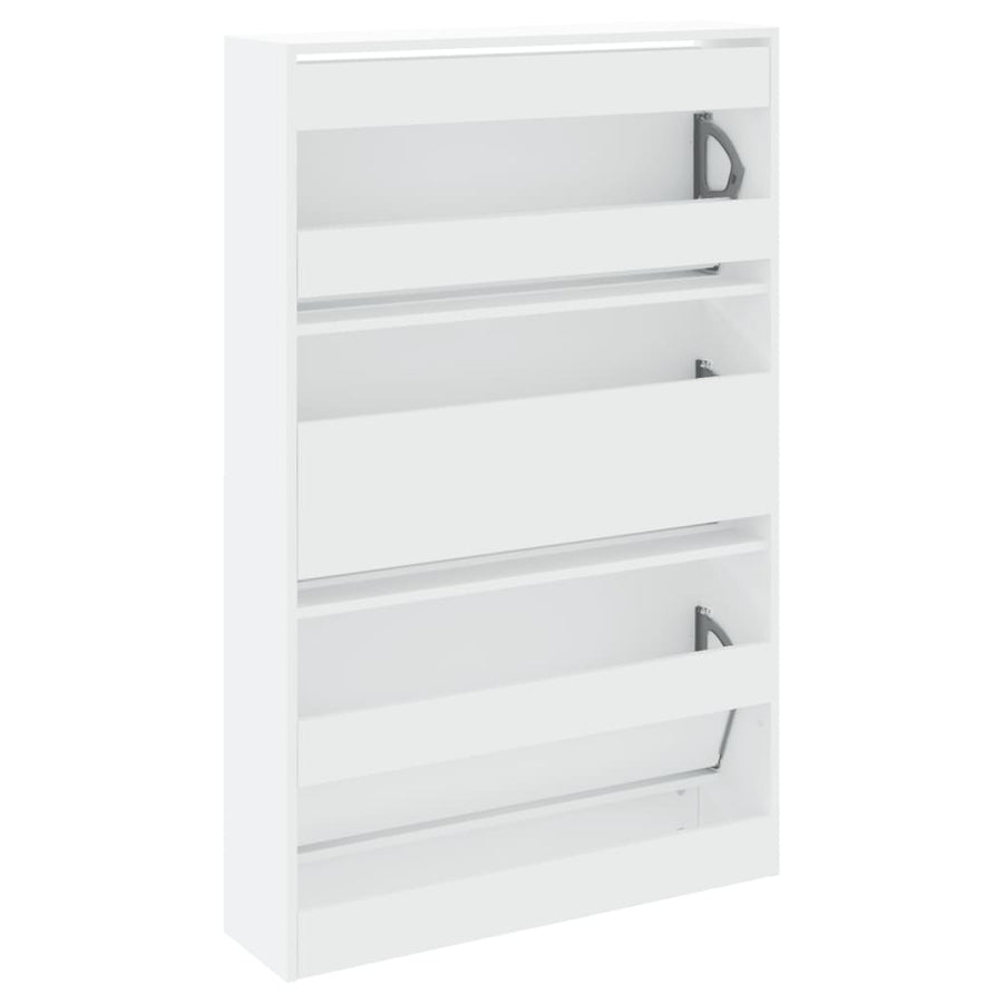 Schoenenkast 80X2X25,5 Cm Bewerkt Hout Wit 80 x 21 x 125.5 cm